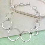 Circle Links Graduated Sterling Silver Statement Necklace for Women