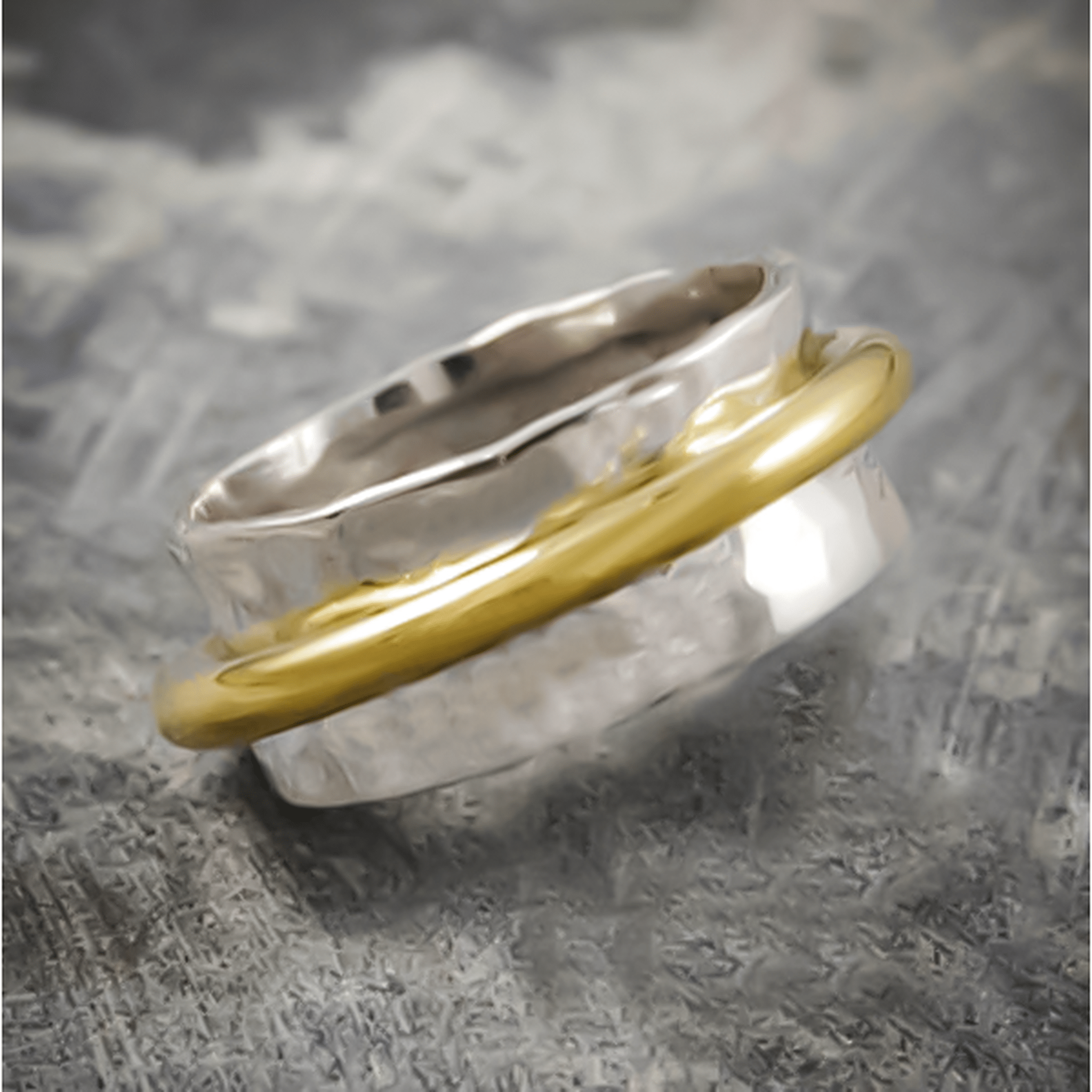 アクセサリー Vintage Silver&Gold Combi Bangle 750 925 Cone Handmade Sterling Silver Hammered Ring – Otis Jaxon Silver
