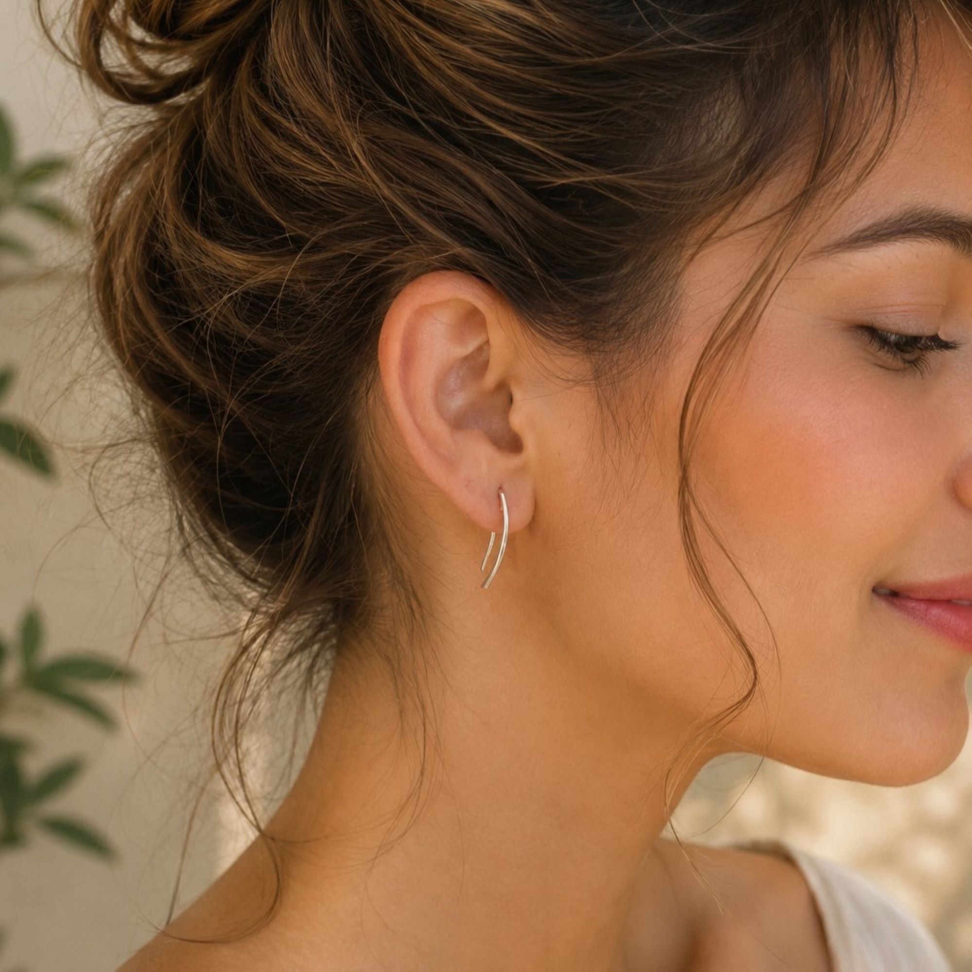 Sterling Silver Curved Bar Stud Earrings – Otis Jaxon Silver Jewellery