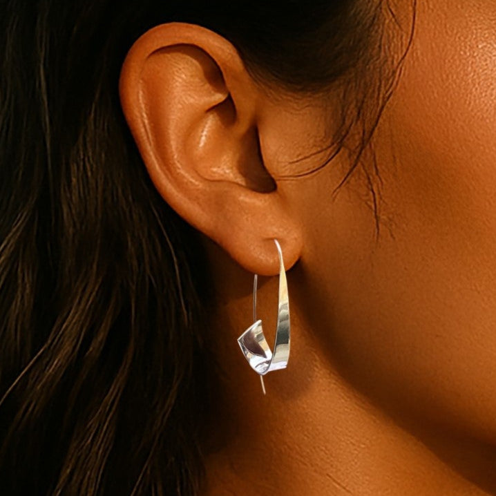 Sterling Silver Curled Ribbon Silver Hoop Earrings – Otis Jaxon