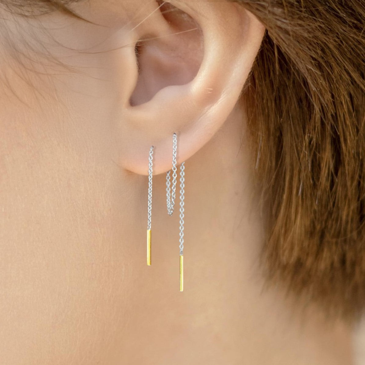 Earrings for Women, Two tone Fashion Alloy Rhinestone Ear Hoop E 並行輸入品 Two-tone earrings - Silver-coloured&frasl;Gold-coloured - Ladies | H\u0026M GB