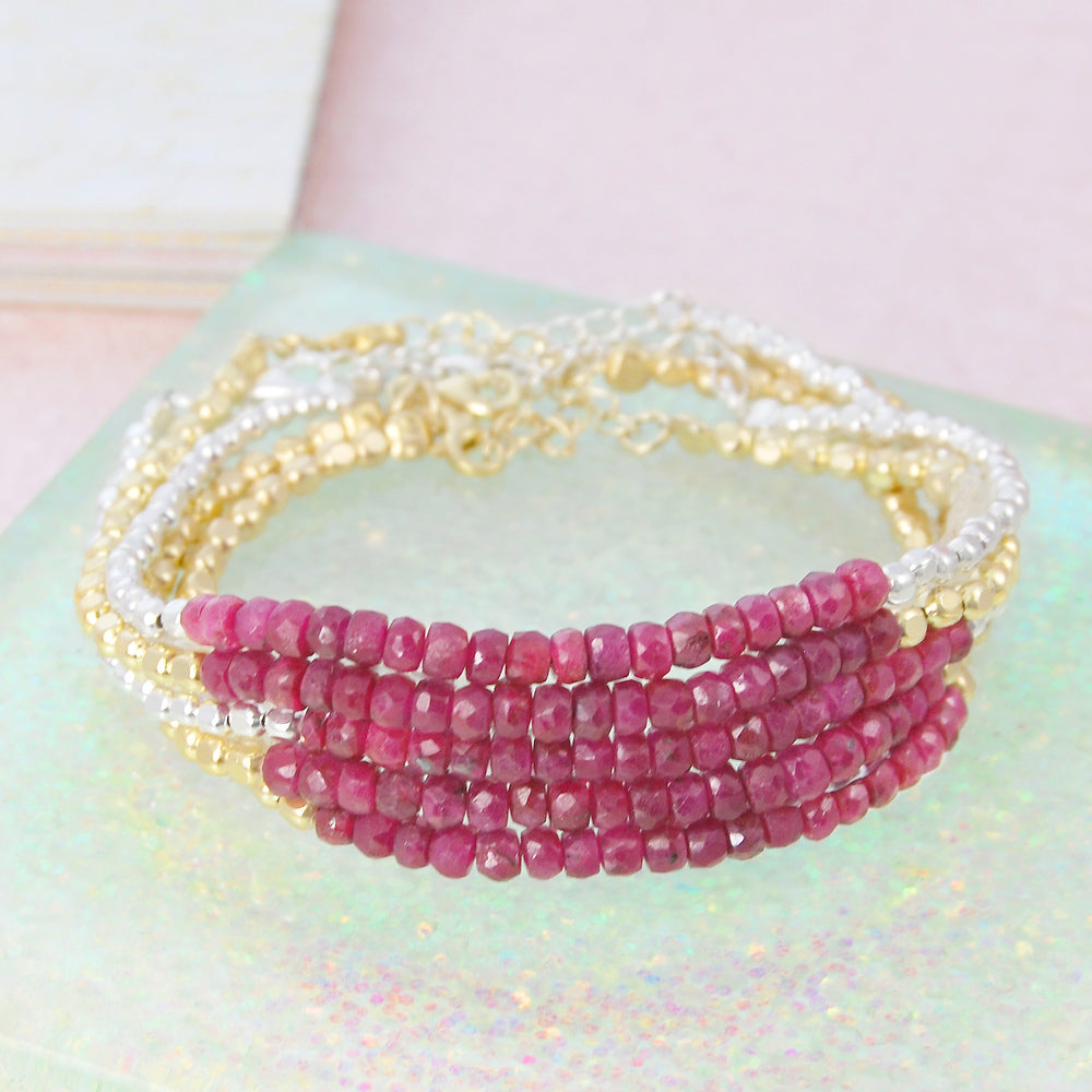 Ruby Birthstone Silver/Gold Friendship Bracelets