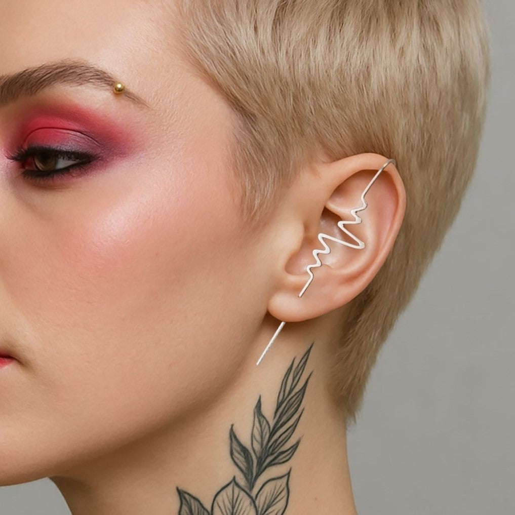 Sterling Silver Heartbeat Ear Cuff Earring – Otis Jaxon Silver