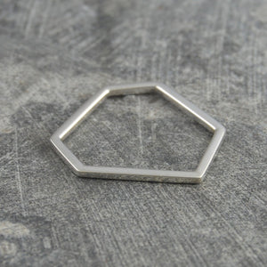 Hexagon Geometric Contemporary Silver Ring - Otis Jaxon Silver Jewellery