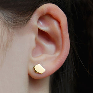 Geometric Pentagon Gold Stud Earrings - Otis Jaxon Silver Jewellery