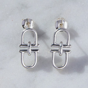 Equine Charm Monogrammed Silver Stud earrings