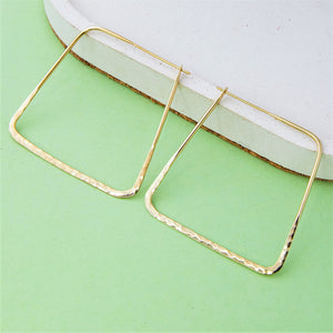Hammered Square Geometric Gold Hoop Earrings - Otis Jaxon Silver Jewellery