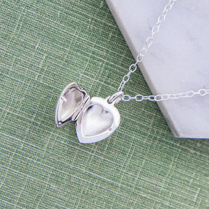 Silver Heart Locket with White Topaz - Otis Jaxon Silver Jewellery