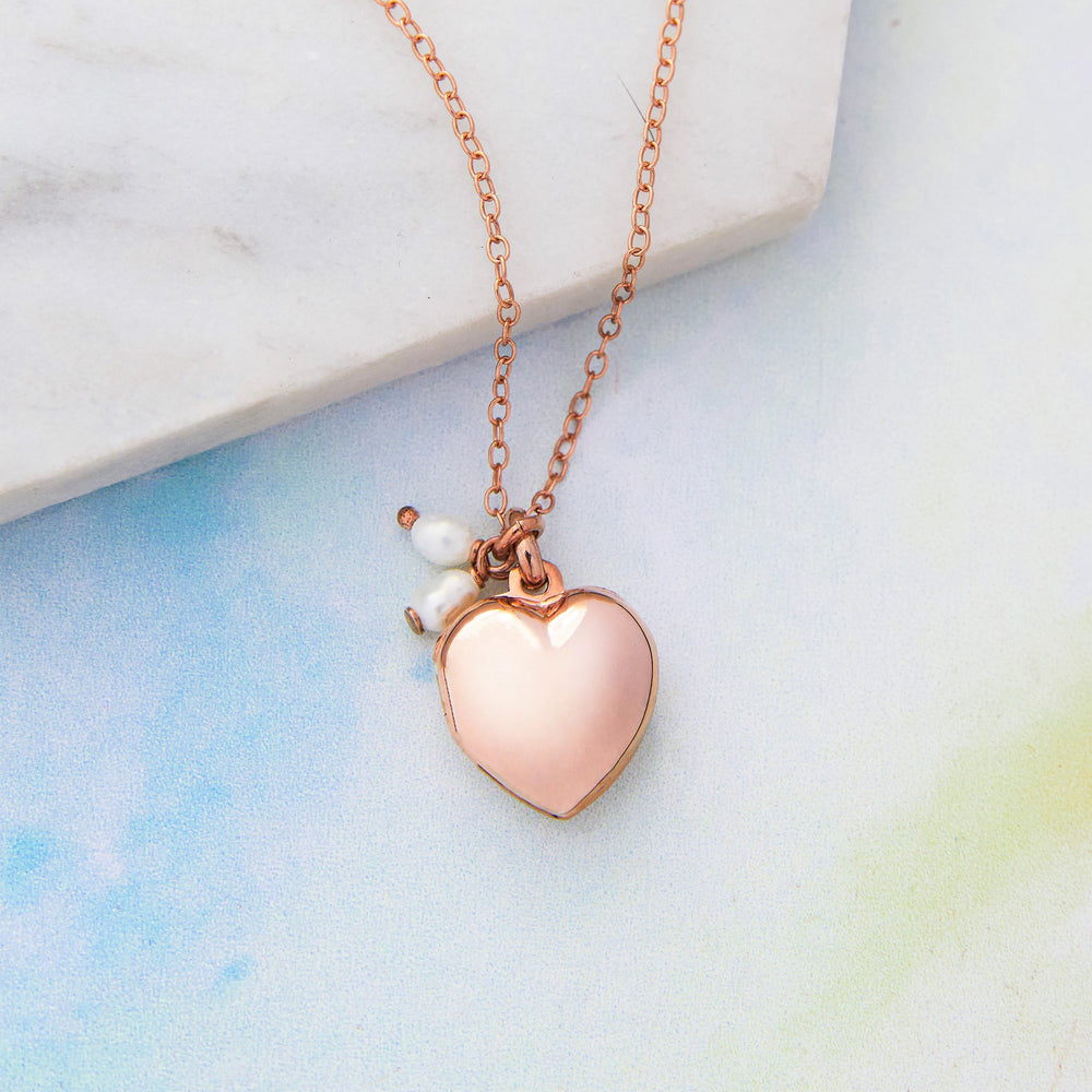 Rose Gold Heart Locket with Pearls - Otis Jaxon Silver Jewellery