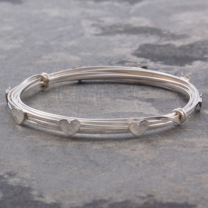 Wire Silver Heart Bangle - Otis Jaxon Silver Jewellery