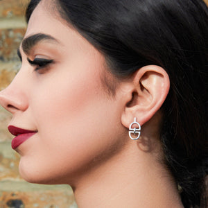 Interlinked Charm Silver Stud Earrings