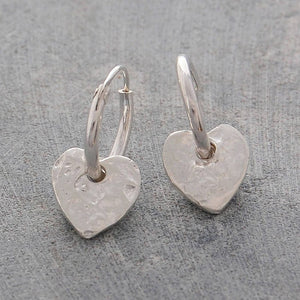 Organic Silver Heart Hoop Earrings - Otis Jaxon Silver Jewellery