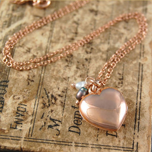 Rose Gold Heart Locket with Pearls - Otis Jaxon Silver Jewellery