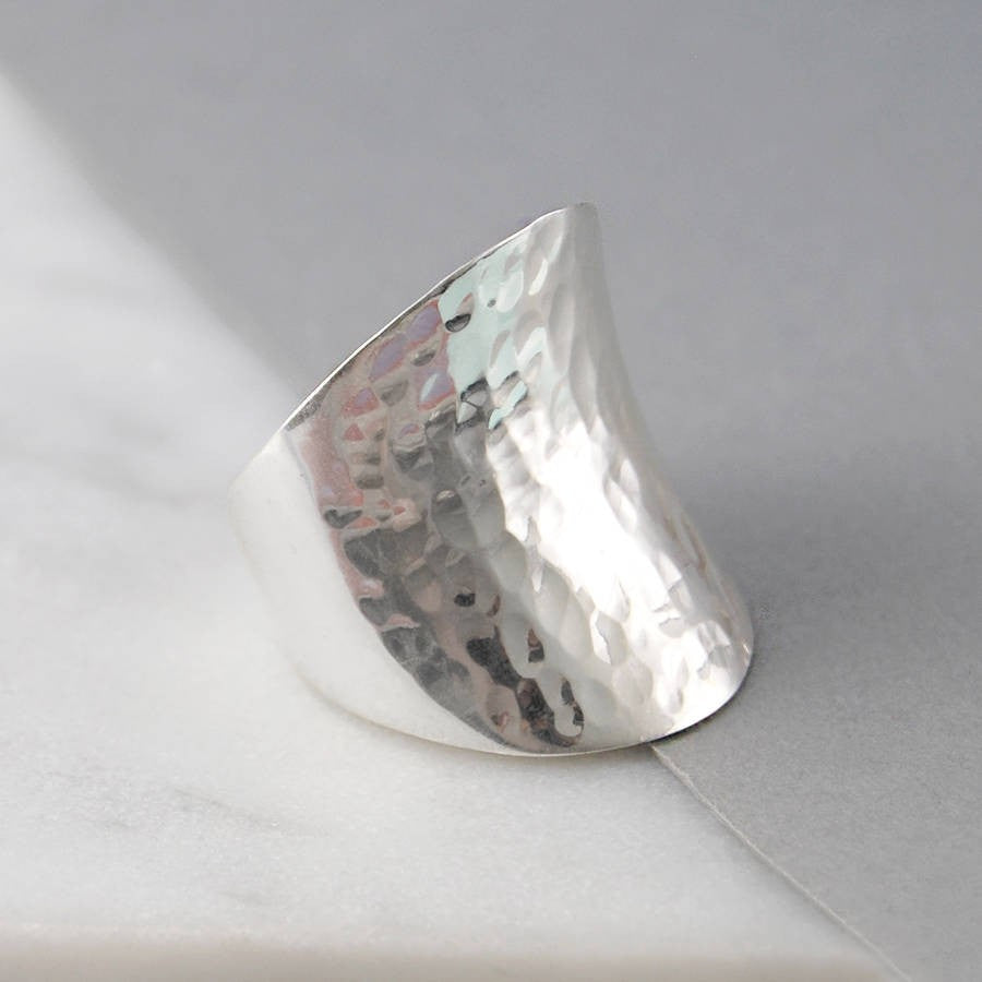 Hand Textured Sterling Silver Statement Ring