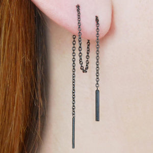 Black Oxidised Chain Threader Earrings - Otis Jaxon Silver Jewellery