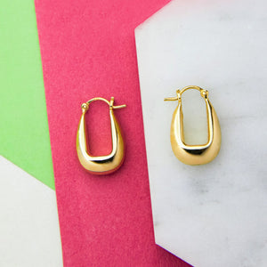 Polished Huggie Hoop Gold Plated Silver Earrings