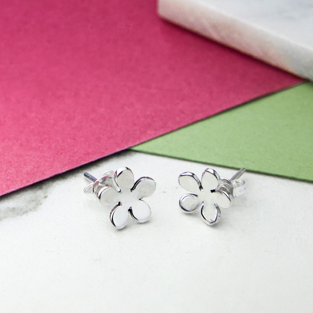 Blossom Floral Gold Sterling Silver Stud Earrings - Otis Jaxon Silver Jewellery