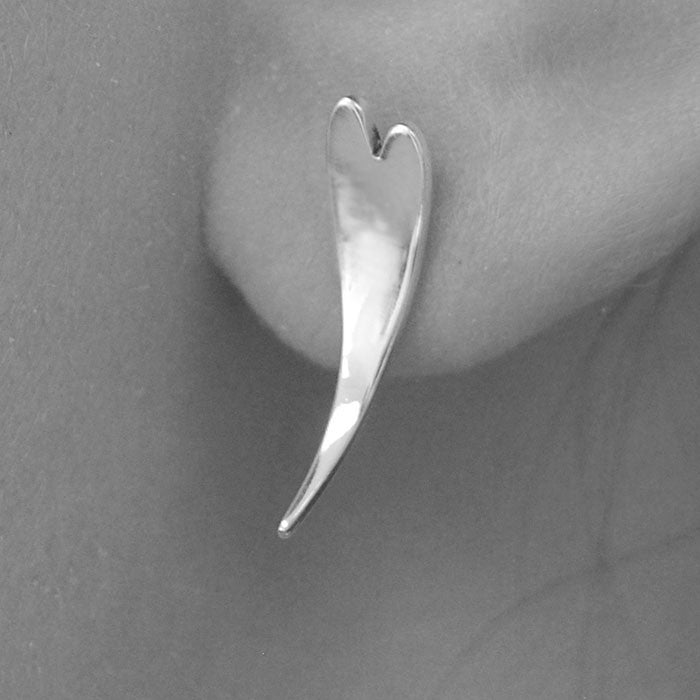 Curved Silver Heart Stud Earrings - Otis Jaxon Silver Jewellery