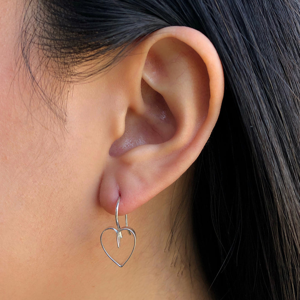 Lace Sterling Silver Heart Drop Earrings  - Otis Jaxon Silver Jewellery