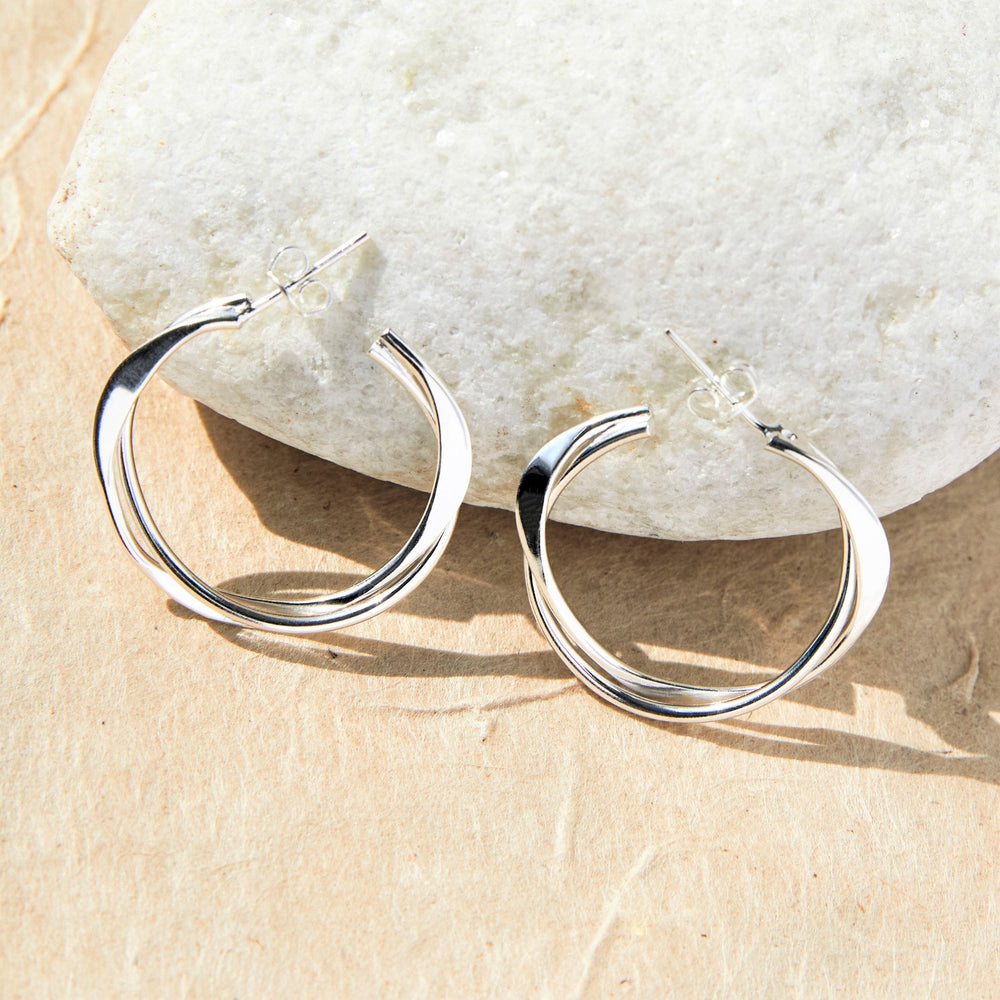 Interwoven Silver Hoop Earrings - Otis Jaxon Silver Jewellery