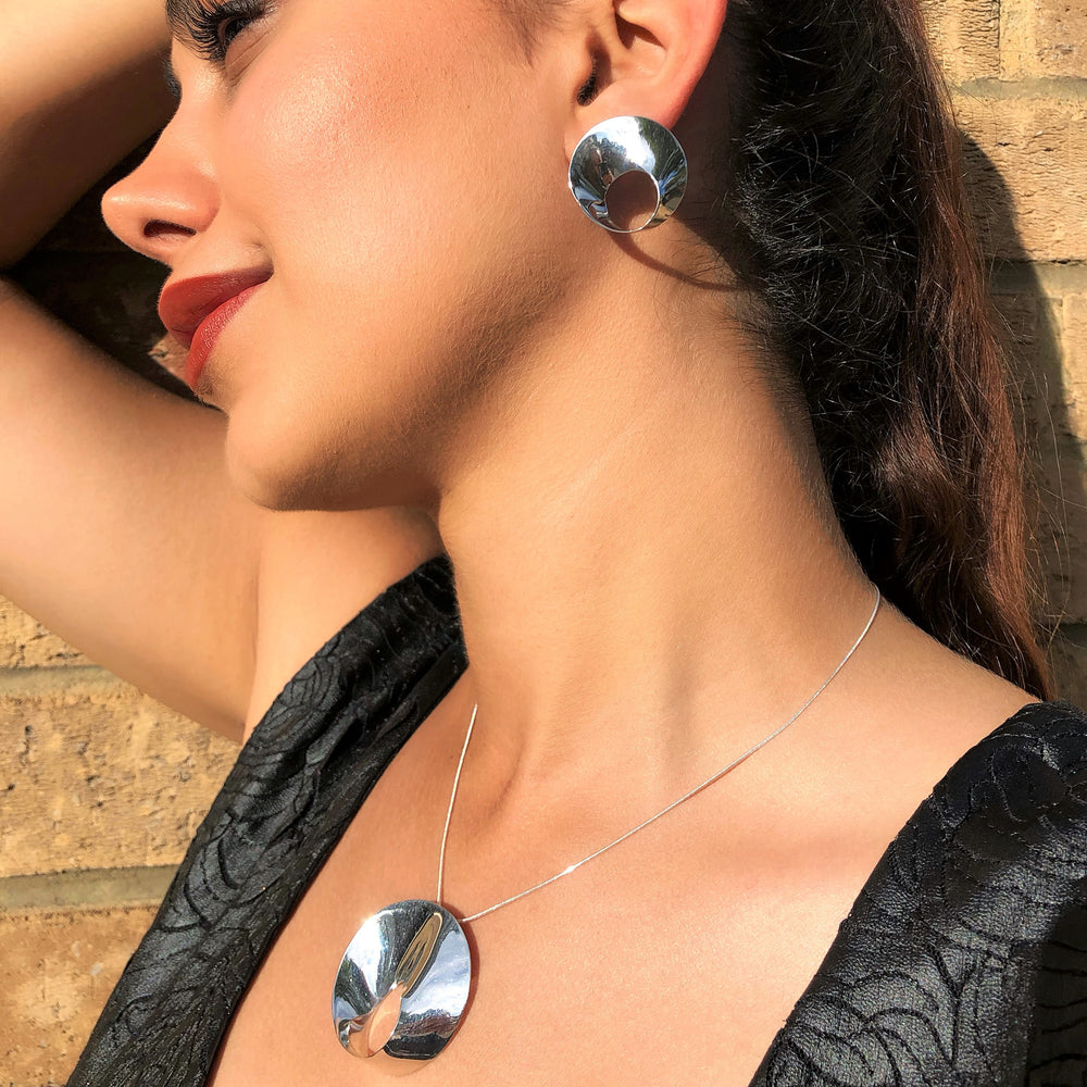 Statement Silver Wave Necklace and Earrings Set- Otis Jaxon Silver Jewellery