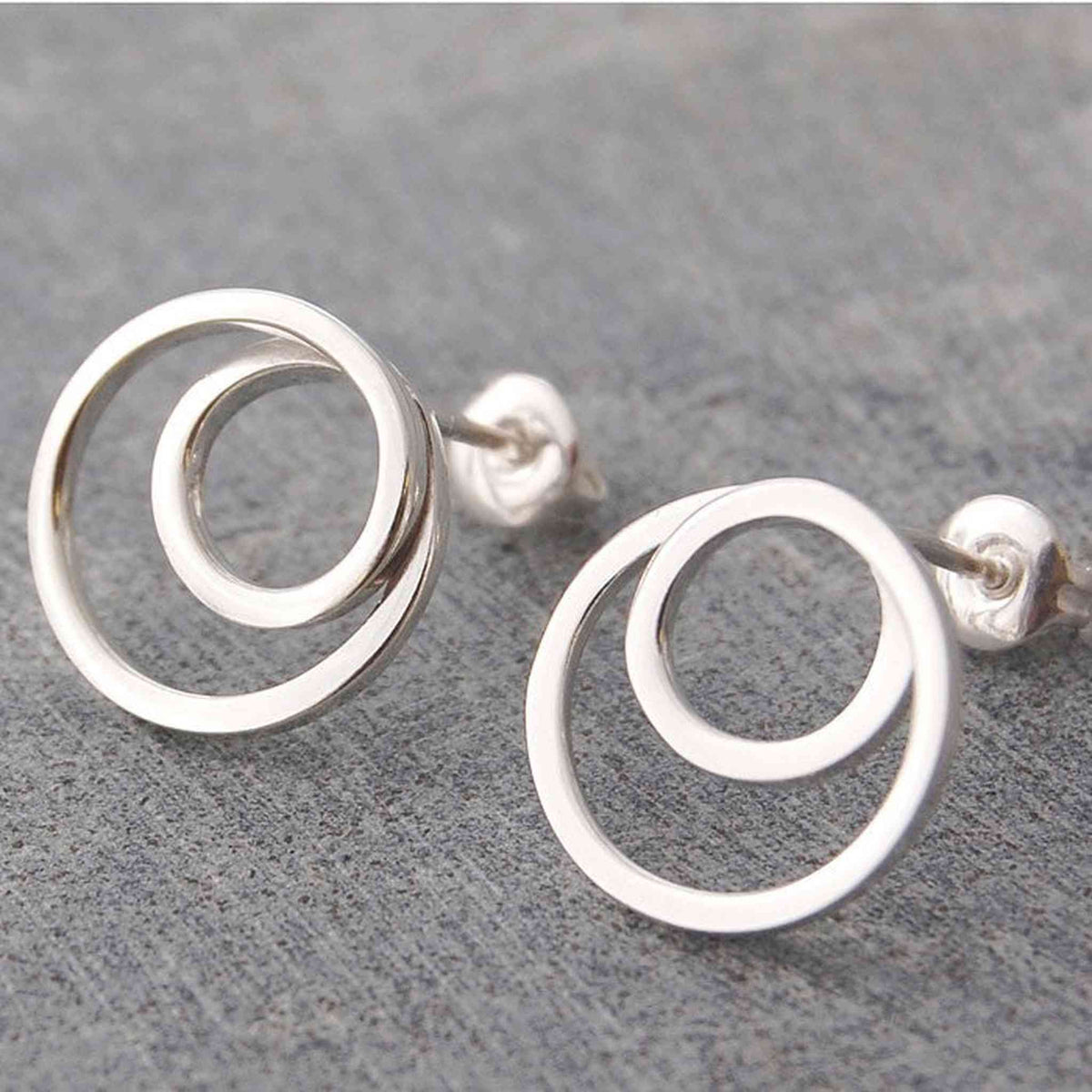 Spiral Hoop Stud Earrings - Gold Plate