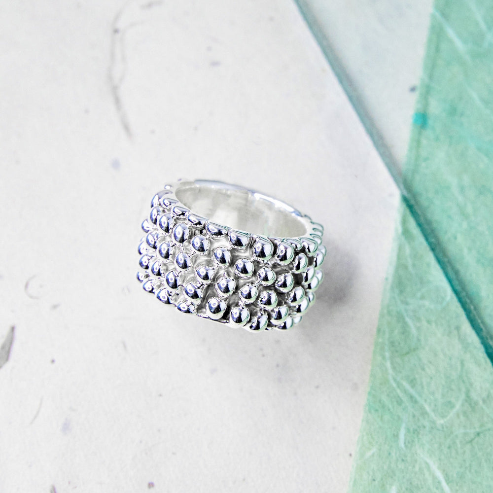 Chunky Sterling Silver Hedgehog Bubble Ring