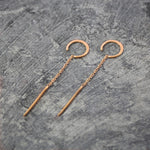 Rose Gold Chain Long Drop Earrings - Otis Jaxon Silver Jewellery