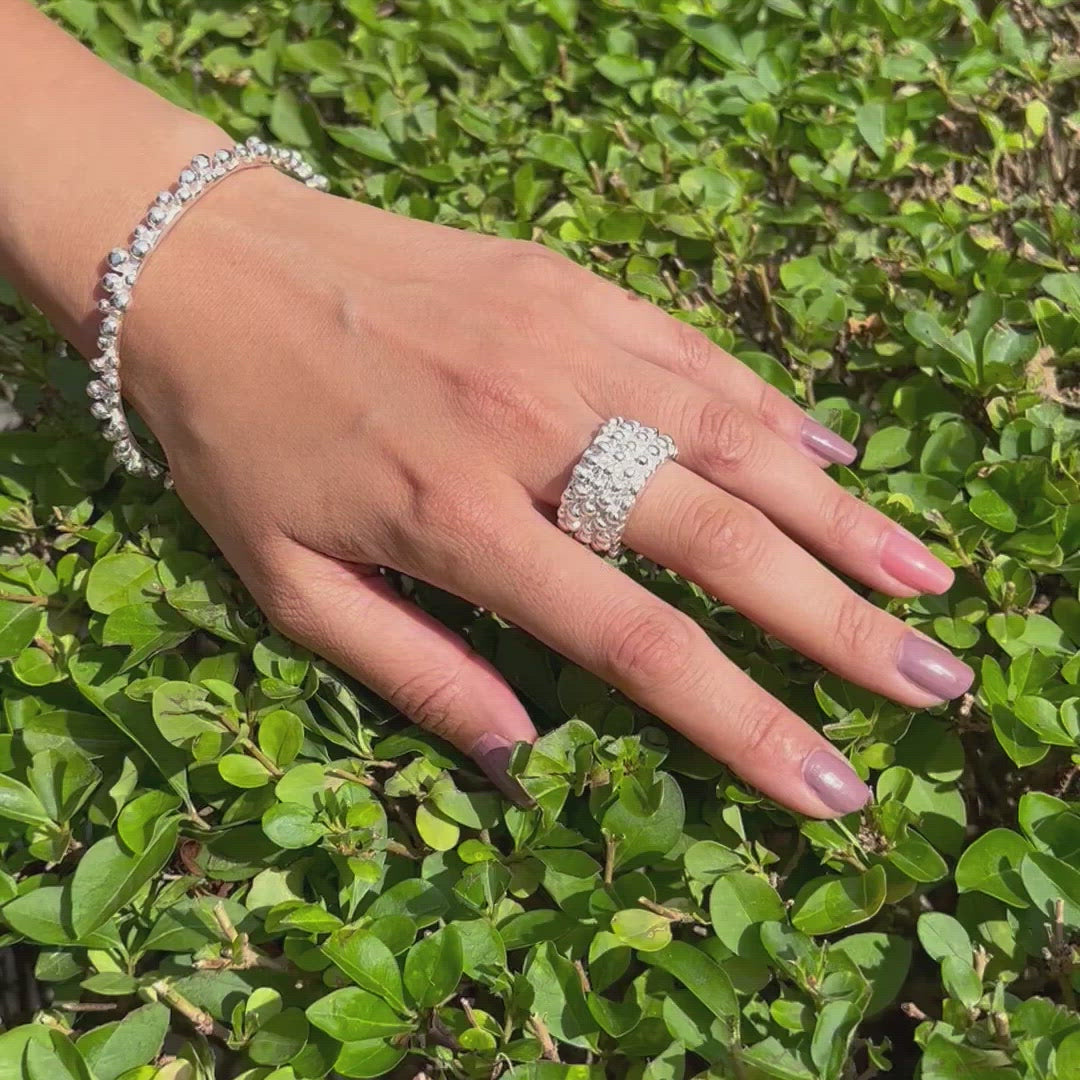 Spotted Bubble Midi Ring - .925 Sterling Silver Stackable Band, Sizes 5-10 - View #7