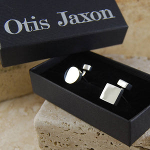Round Geometric Gold Cufflinks - Otis Jaxon Silver Jewellery