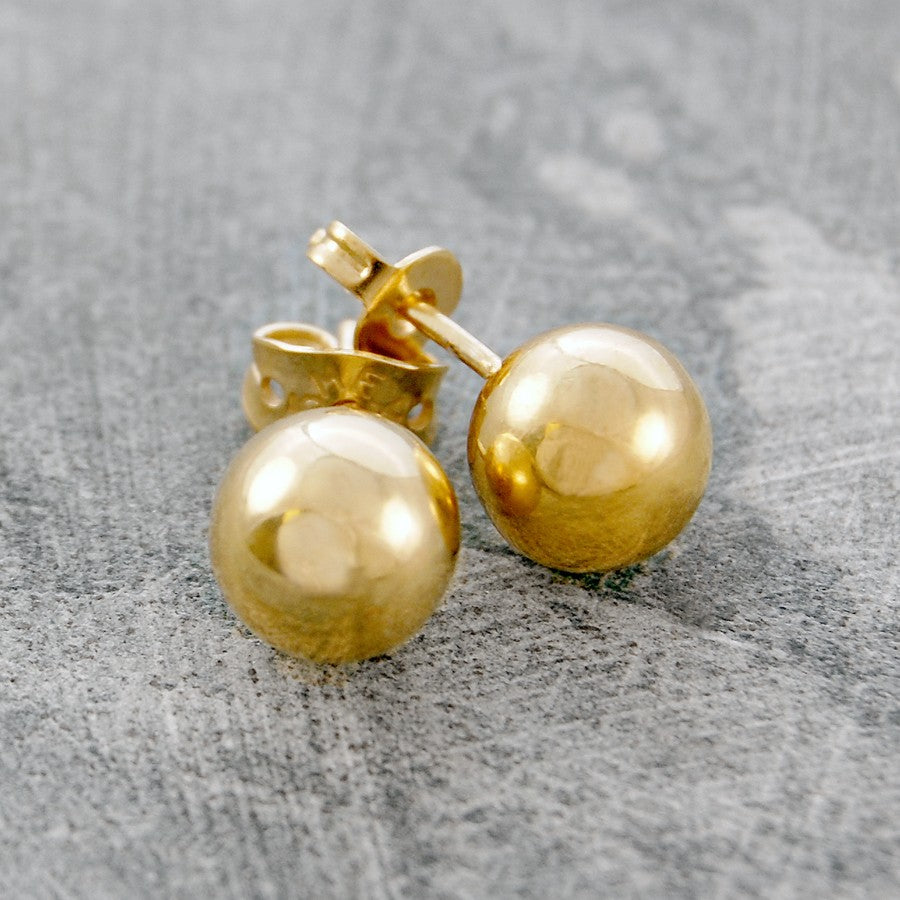 Large Gold Ball Stud Earrings - Otis Jaxon Silver Jewellery