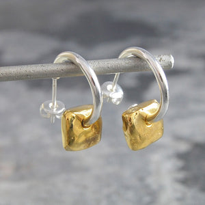Organic Square Gold Hoop Earrings - Otis Jaxon Silver Jewellery