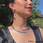 Solid Silver Curved Choker Necklace