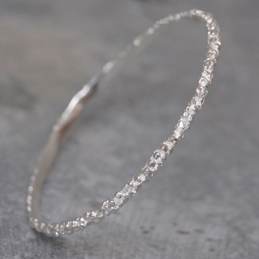 Pyrite Contemporary Silver Bangle - Otis Jaxon Silver Jewellery