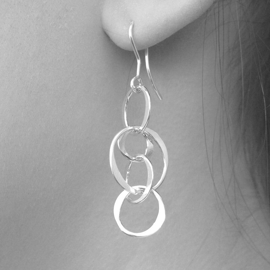 Planet Silver Long Drop Earrings - Otis Jaxon Silver Jewellery
