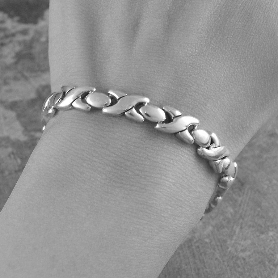 Hugs and Kisses Chunky Silver Bracelet - Otis Jaxon Silver Jewellery