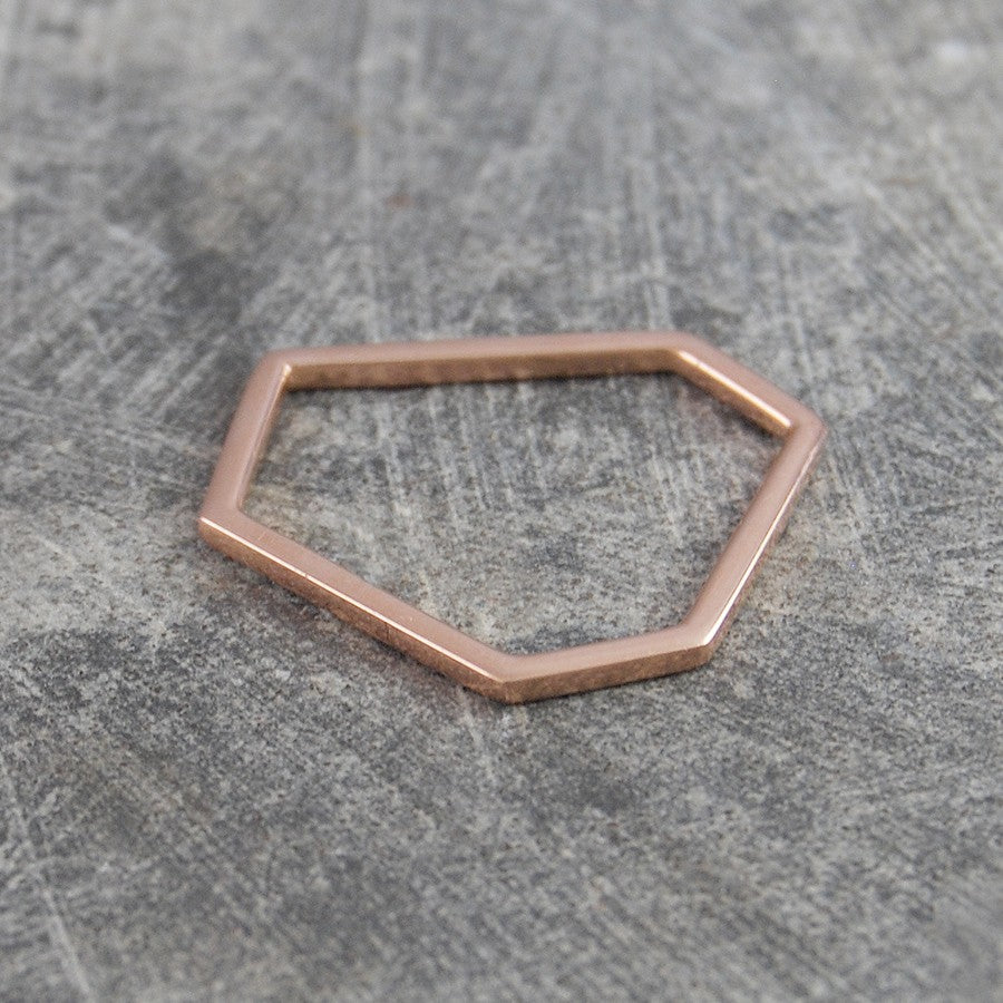 Hexagon Geometric Contemporary Rose Gold Ring - Otis Jaxon Silver Jewellery