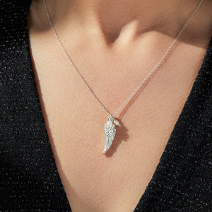 Pearl and Silver Angel Wing Necklace - Otis Jaxon Silver Jewellery