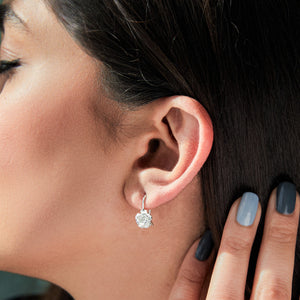 Rose Flower Rose Gold Drop Earrings - Otis Jaxon Silver Jewellery