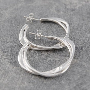 Interwoven Sterling Silver Hoop Earrings - Otis Jaxon Silver Jewellery