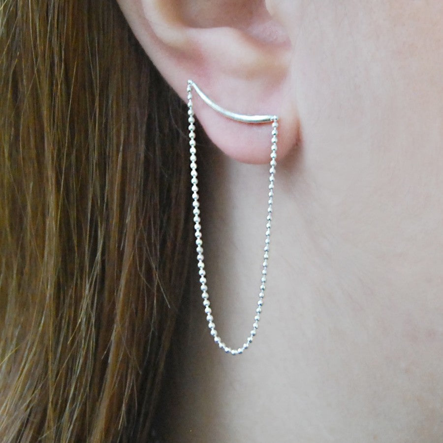 Rose Gold Chain Stud Drop Earrings - Otis Jaxon Silver Jewellery