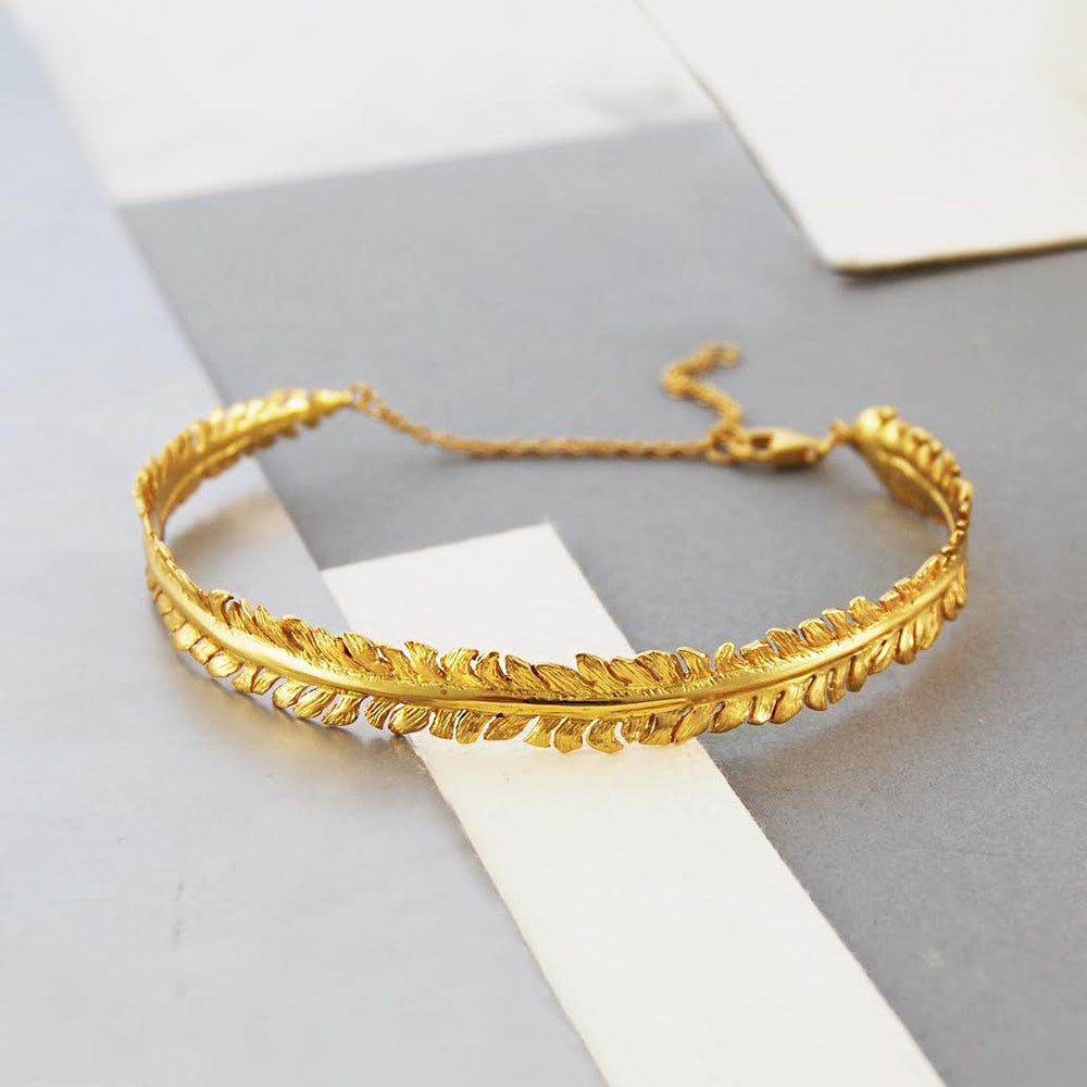 Fern Gold Cuff Bracelet - Otis Jaxon Silver Jewellery