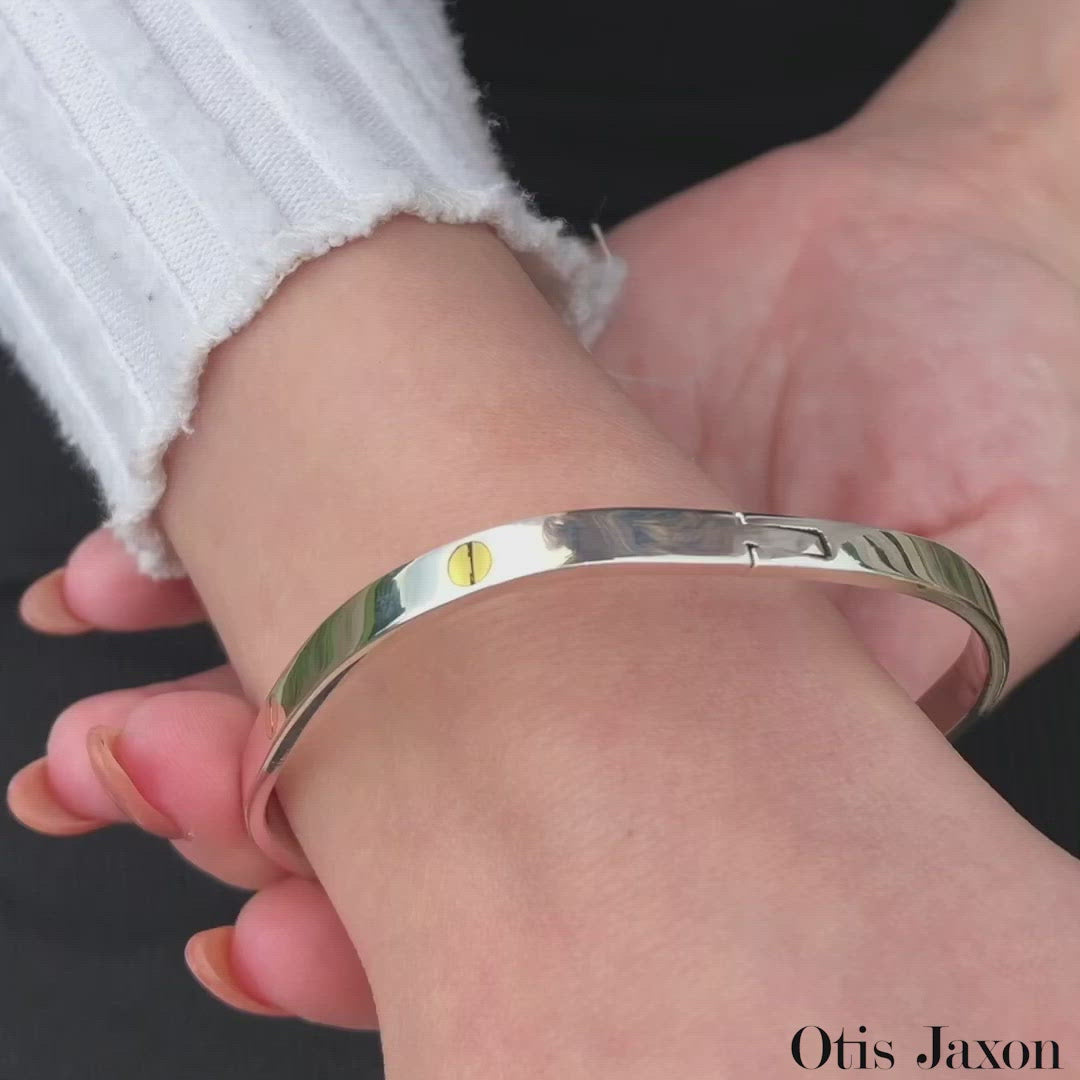 Gold and Sterling Silver Screw Accent Bangle – Otis Jaxon Silver