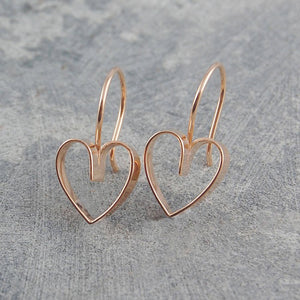 Lace Rose Gold Heart Drop Earrings - Otis Jaxon Silver Jewellery