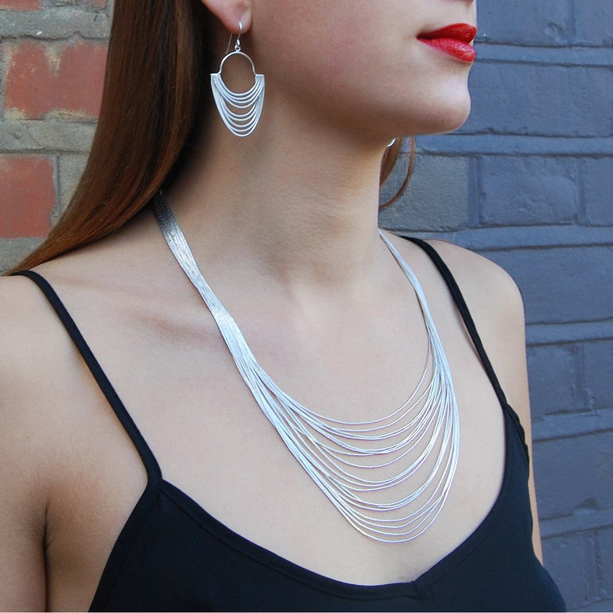 Silver Multi Strand Liquid Necklace – Otis Jaxon Silver Jewellery Silver Multi Strand Liquid Necklace – Otis Jaxon Silver Jewellery