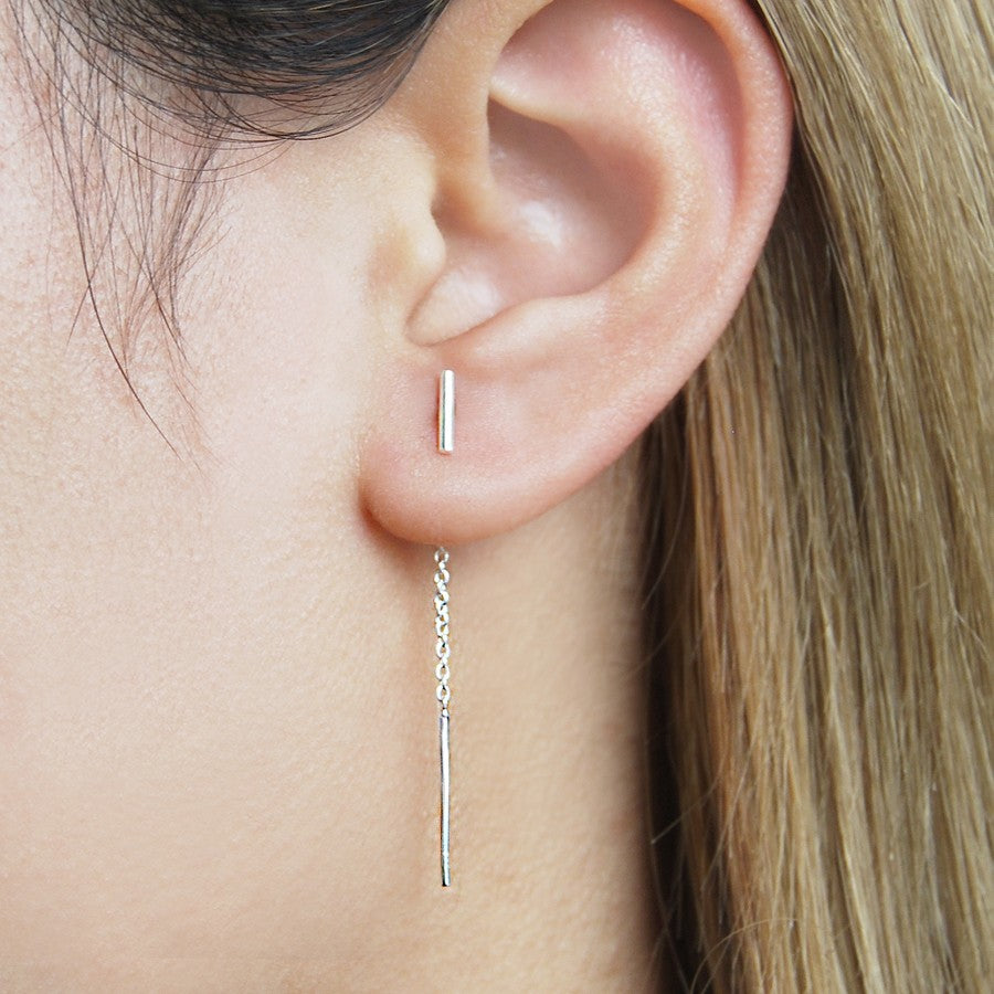 Bar Silver Threader Earrings - Otis Jaxon Silver Jewellery