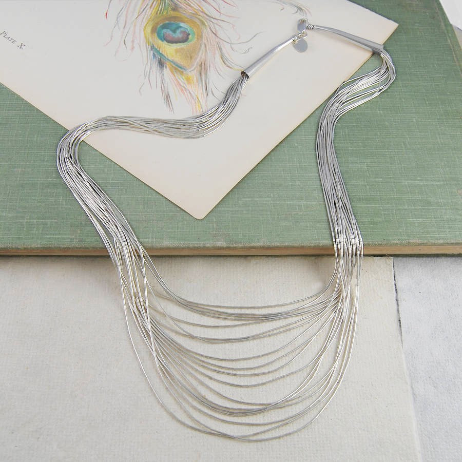 Graduated Multi Strand Layered Silver Necklace - 15 Strands - Otis Jaxon Silver Jewellery