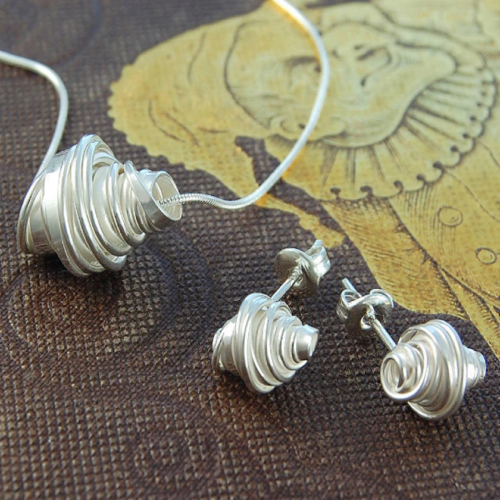 Coiled Sterling Silver Drop Earrings