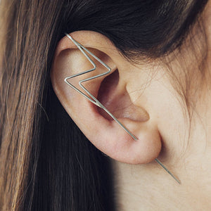 Silver Lightning Bolt Ear Cuff Earrings - Otis Jaxon Silver Jewellery