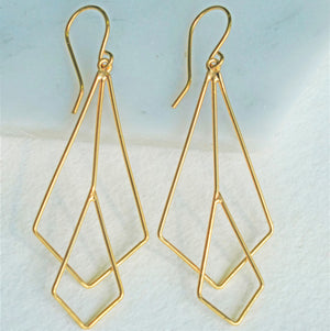 Art Deco Gold Dangle Earrings - Otis Jaxon Silver Jewellery